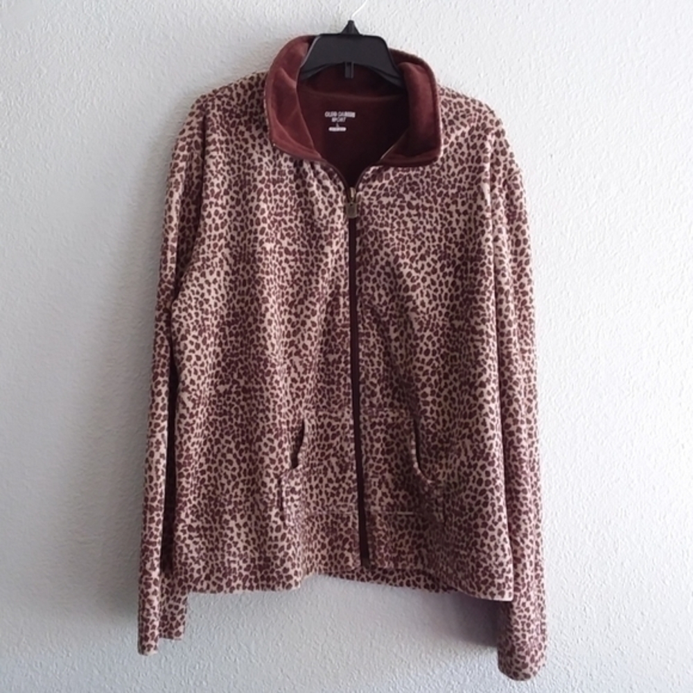 Oleg Cassini sport Animal print fleece jacket-L